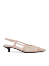 Gucci Demi Leather-trimmed Crystal-embellished Mesh Slingback Pumps In Pink & Purple