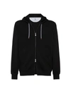 Brunello Cucinelli Hooded Crewneck Sweater Front Pockets In Black
