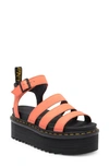 Dr. Martens' Blaire Pisa Leather Platform Strap Sandals In Rosa/orange