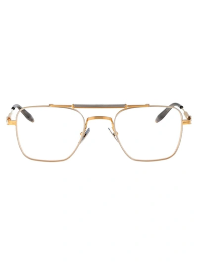 Akoni Optical In Brushed Gold And Silver- Grey Crystal