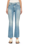 Dl1961 Bridget Boot High-rise Instasculpt Baby Blue Raw Ankle Cut Jean In Aged Mid (performance)