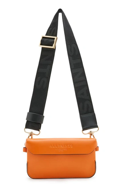 Allsaints Zoe Leather Crossbody Bag In Pyrole Orange