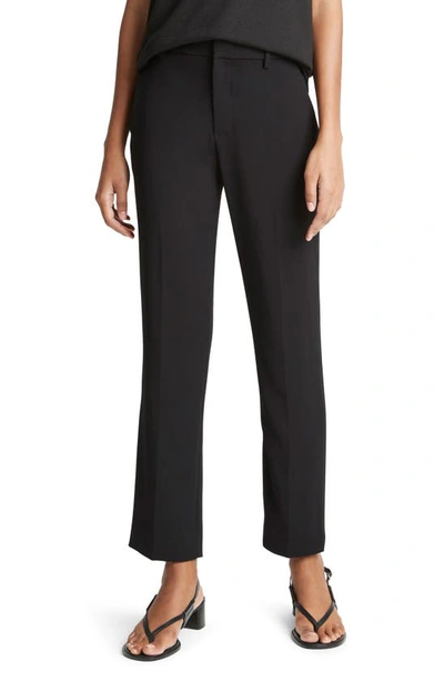Vince Crepe Tailored Straight-leg Pants In Black