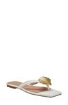 Katy Perry The Camie Shell Sandal Womens Embellished Faux Leather Flip-flops In Optic White