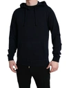 DOLCE & GABBANA BLUE CASHMERE HOODED PULLOVER SWEATER