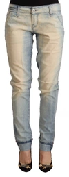 ACHT LIGHT BLUE WASHED COTTON LOW WAIST SKINNY DENIM JEANS