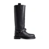 Burberry Saddle Knee-high Leather Boots In Black