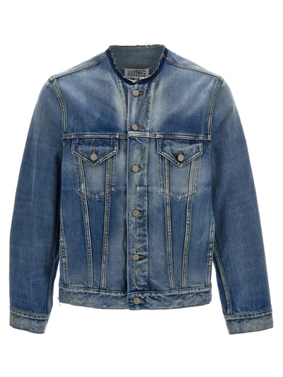 Maison Margiela Collarless Denim Jacket In Blue