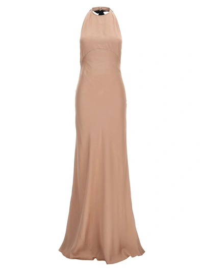 N°21 Lace Satin Long Dress In Pink