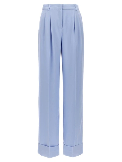 The Andamane Folded Hemline Wide-leg Trousers In Light Blue