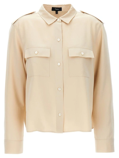 Theory Lyoncell Blouse In Beige