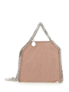 STELLA MCCARTNEY '3CHAIN' TINY PINK TOTE BAG WITH LOGO ENGRAVED ON CHARM IN FAUX LEATHER WOMAN
