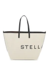 STELLA MCCARTNEY WHITE TOTE BAG WITH CONTRASTING LOGO LETTERING IN COTTON BLEND WOMAN