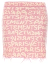 Vetements 'printed Monogram' Elastic Waistband Skirt With Frayed Hem In Pink