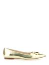 Twinset Gold Tone Ballet Flats With Oval T Detail In Laminated Leather Woman In Grey