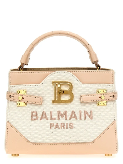 Balmain B-buzz 22 Embellished Leather-trimmed Embroidered Canvas Tote In Pink