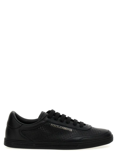 Dolce & Gabbana Saint Tropez Leather Sneakers In Black