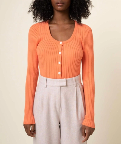 Frnch Samantha Knit Cardi In Orange