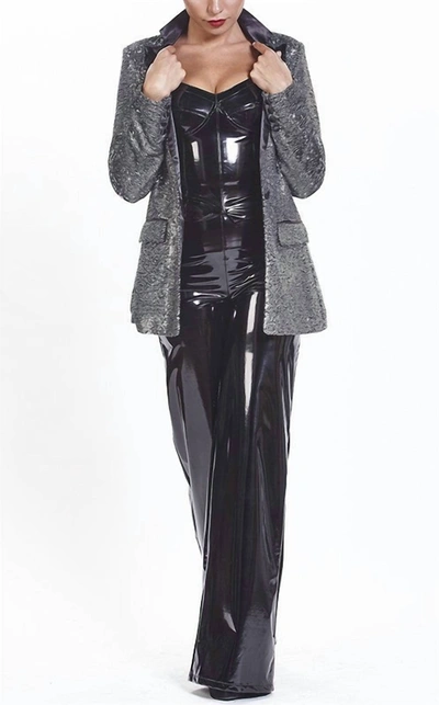 Rosevelvet Tuxedo Sequin Jacket In Grey