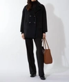 CINZIA ROCCA CIRCLE SUSTAINABLE WOOL AND CASHMERE PEACOAT IN BLACK