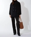 Cinzia Rocca Circle Sustainable Wool And Cashmere Peacoat In Black In Black