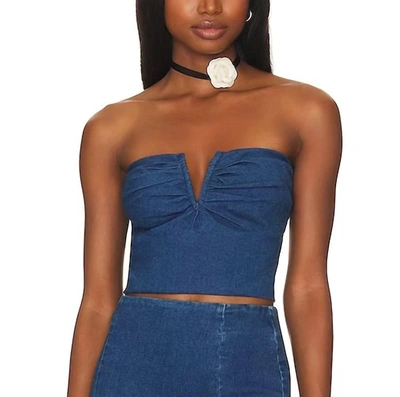 Line And Dot Joey Strapless Top In Blue