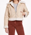 Dear John Denim River Shearling Bomber Jacket In Winter Beige In Multi