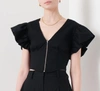 DEREK LAM 10 CROSBY GENNA BALLOON SLEEVE BUSTIER TOP IN BLACK