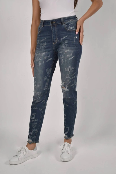 Frank Lyman Print Jean In Denim In Multi