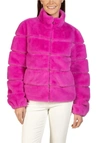 LOVE TOKEN LIZZO FAUX FUR ZIP JACKET IN HOT PINK