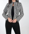 Frank Lyman Textured Metallic Knit Jacket In Black/white In Multi