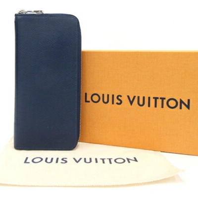 Pre-owned Louis Vuitton Zippy Wallet Vertical Leather Wallet () In Blue