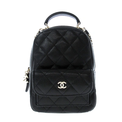 Pre-owned Chanel Matelassé Leather Backpack Bag () In Black