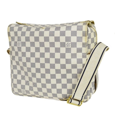 Pre-owned Louis Vuitton Naviglio Canvas Shoulder Bag () In White