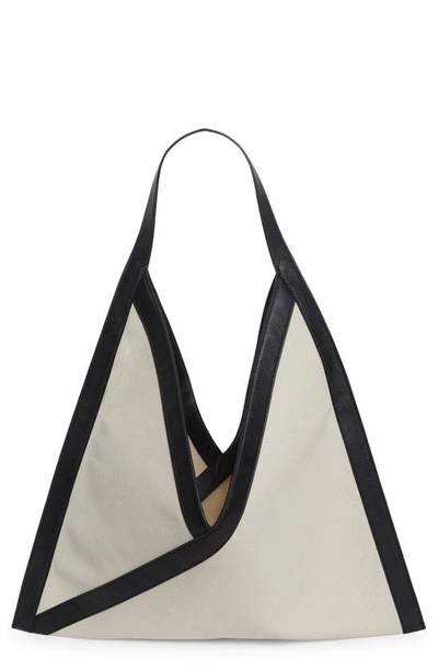 Khaite Sara Canvas & Leather Tote Bag In 367 Black Natura