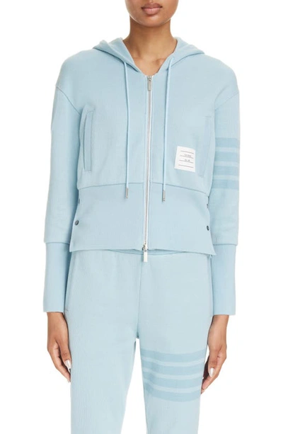 Thom Browne 4-bar Stripe Knitted Hoodie In Blue