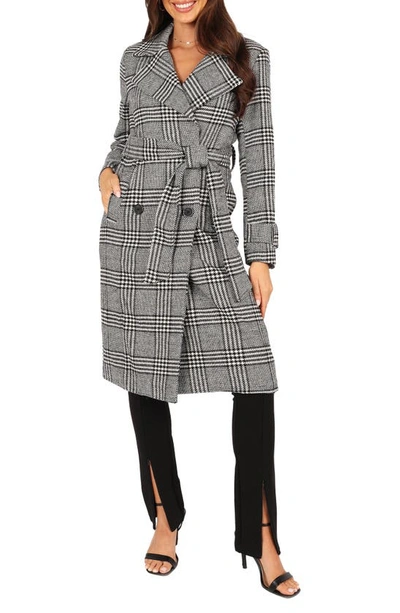 Petal And Pup Dante Glen Plaid Trench Coat In Grey