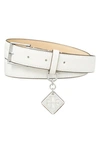 Tory Burch Swing Leather Belt In Optic White