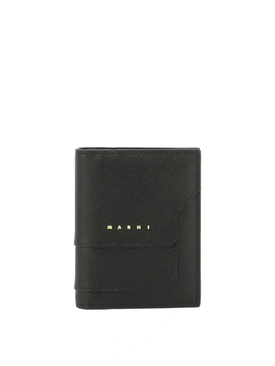 Marni Saffiano Leather Cardholder In Black