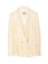 Twinset Lace Double-breasted Blazer In Beige