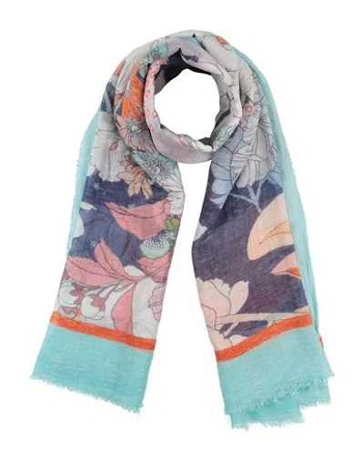 813 Ottotredici Woman Scarf Sky Blue Size - Modal, Linen, Silk In Multi