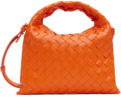 Bottega Veneta Mini Hop Hobo Bag In Papaya & Brass