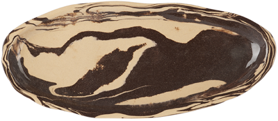 Ferm Living Beige & Brown Ryu 37 Platter In Sand/brown