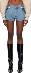 Coperni Blue Open Hip Denim Shorts In Wasblu Washed Blue