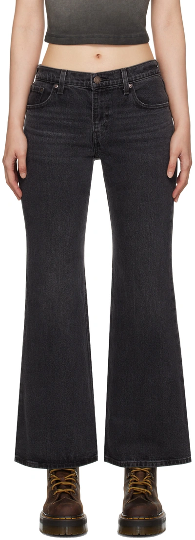 Levi's Black Middy Ankle Flare Jeans In On The Town No Crack