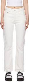 Levi's Ribcage White Wide-leg High-waisted Denim Jeans In Blank Slate