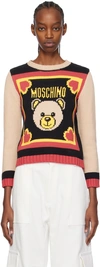 Moschino Multicolor Intarsia Sweater In A2018 Fantasy Beige