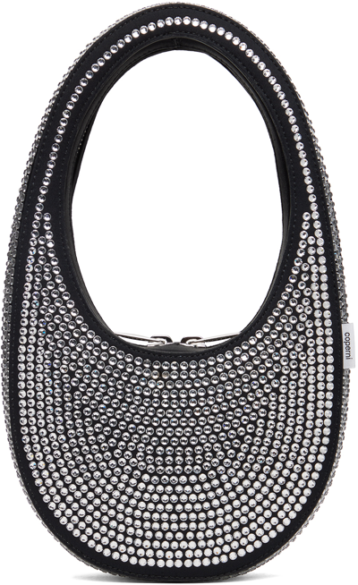 Coperni Black Crystal Embellished Mini Swipe Bag In Bkcs Black Crystal