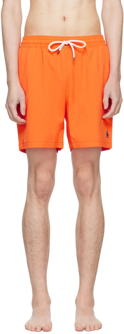 Polo Ralph Lauren Orange Traveler Swim Shorts In Sailing Orange