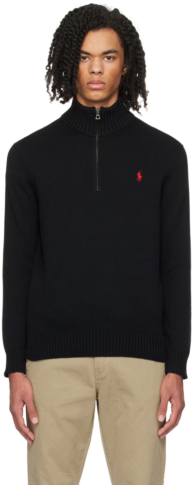 Polo Ralph Lauren Black Half-zip Sweater In Polo Black